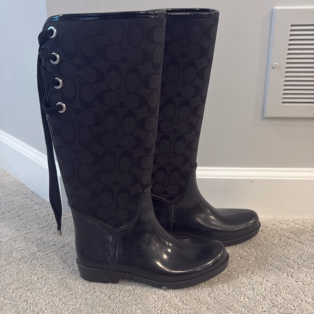 Black Coach Rain Boots